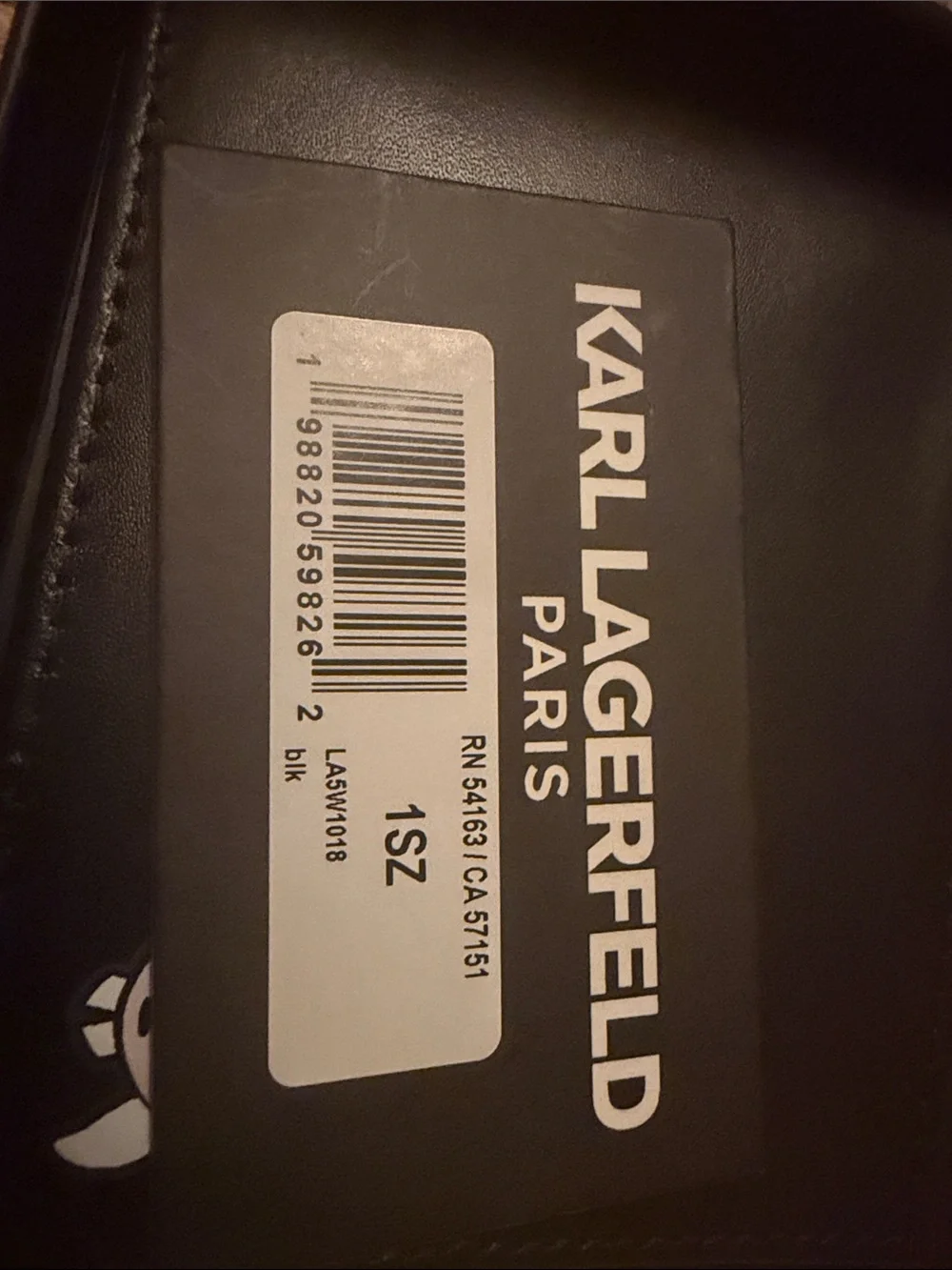 Karl Lagerfeld Black Leather Bifold Wallet with iconic Character Patch